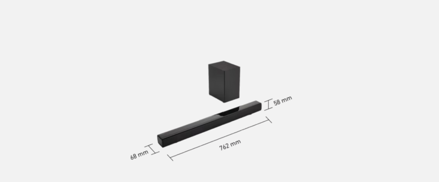soundbar panasonic con subwoofer wireless dimensioni barra 762 mm