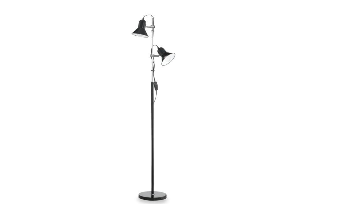 lampada da terra nera a due luci orientabili per interni ideal lux polly