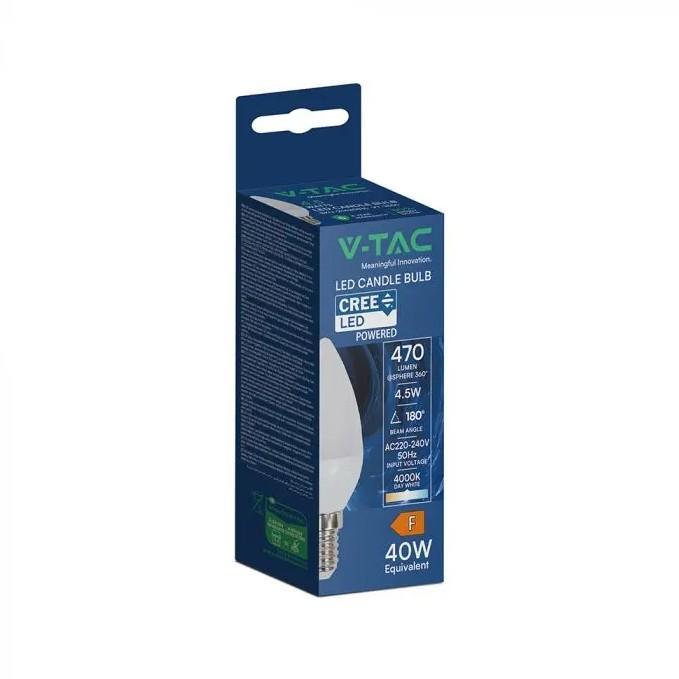 confezione lampadina led candela v tac e14 470 lm 4 5w 4000k
