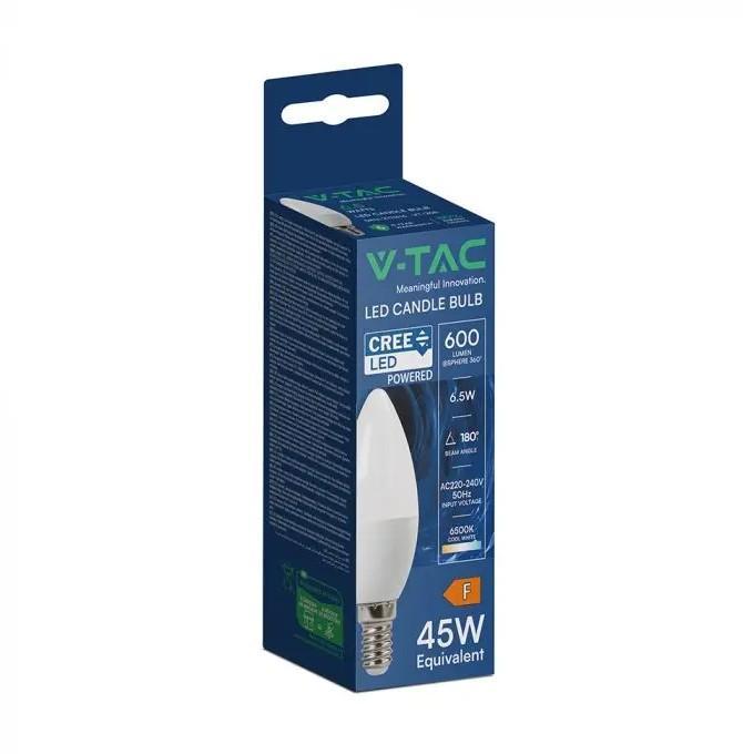confezione lampadina led candela e14 6 5w 600 lumen v tac chip cree