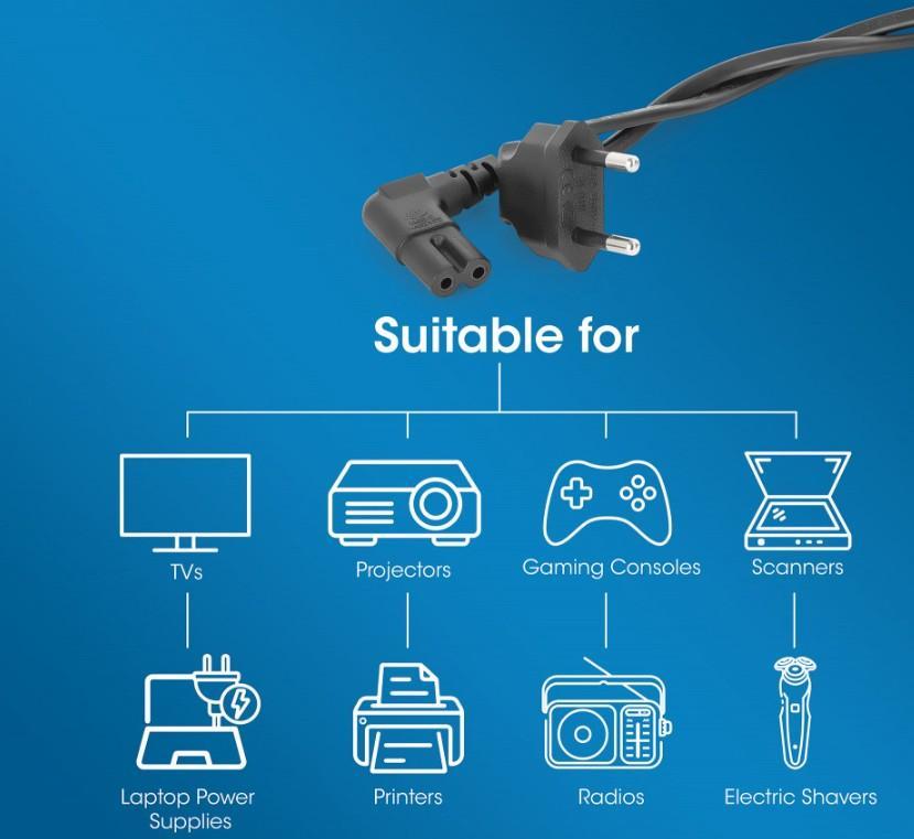 Cavo Alimentazione C7 a Italiana Angolati 3 m Nero - 356879 03