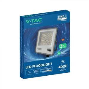 Faro led 50w 3 cct v tac  driver integrato nero cct ip65 240736