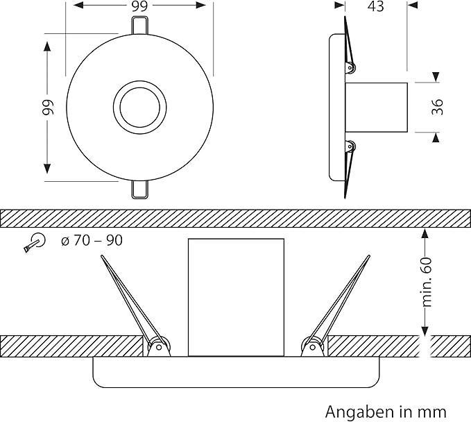 Plafoniera da Incasso E27 rotonda, 99mm u00d8, 1x E27 max. 60W Bianco - LC-EL-158 03