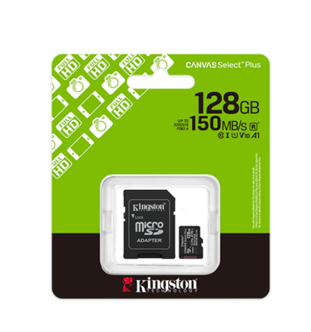 confezione kingston canvas select plus 128gb microsdxc a1 uhs i v10
