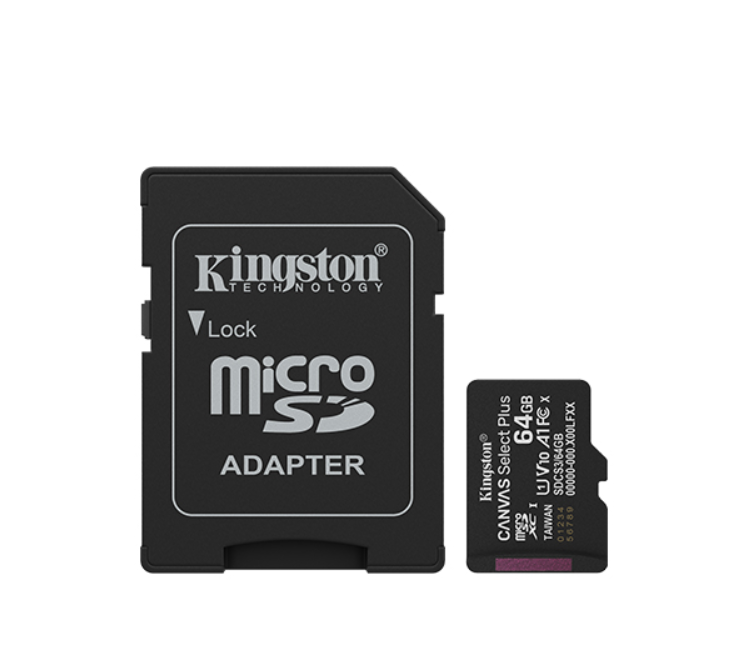 scheda microsdxc 64gb kingston canvas select plus con adattatore sd