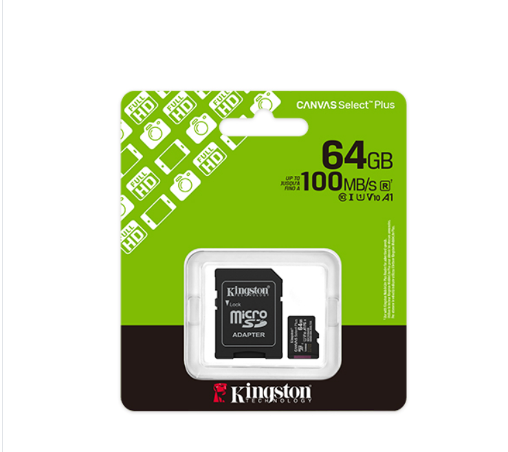confezione scheda microsdxc 64gb kingston canvas select plus a1 v10