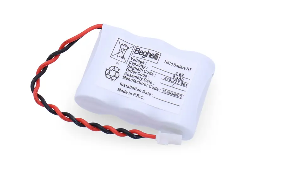batteria ricambio Beghelli NiCd 3.6V 0.4Ah accessorio illuminazione di emergenza con cavo