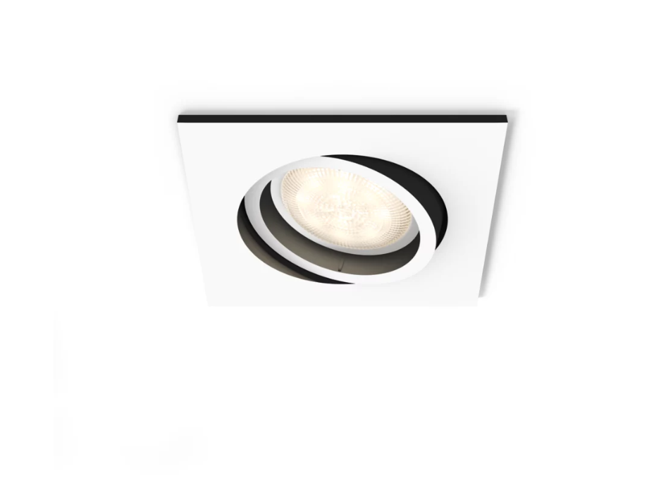 Confezione faretto da incasso Philips Hue Milliskin smart bianco 9x9 cm per illuminazione interna regolabile compatibile Alexa Google