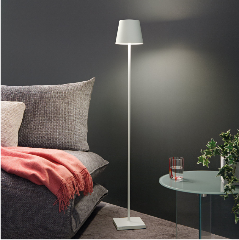 Lampada a Terra Senza Fili Bianca ZAFFERANO 5.5W 3 livelli Luce Calda -  LD1390B3 02