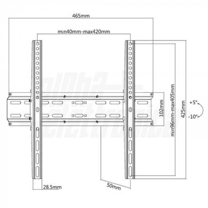 supporto tv da parete inclinabile in acciaio colore nero compatibile vesa fino a 400x400