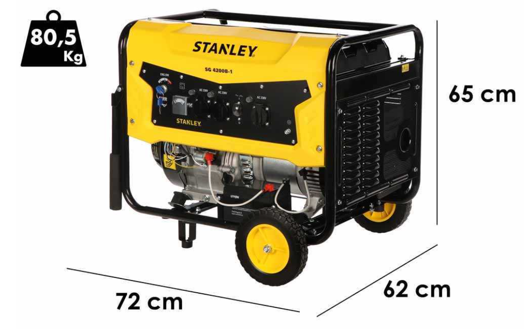 generatore portatile con ruote in gomma e maniglie estensibili per movimentazione