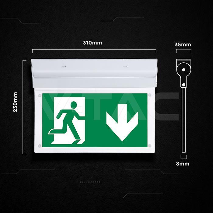 dimensioni segnaletica uscita emergenza led 310x230x35 mm