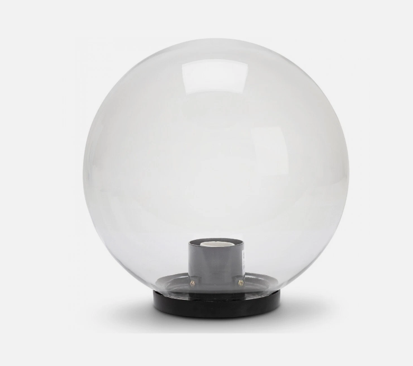 sfera diffusore esterno in pmma trasparente diametro 200 mm con base