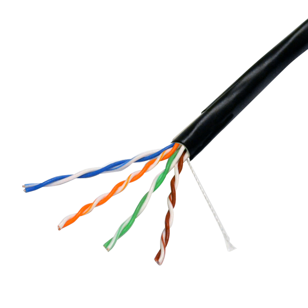 cavo di rete utp categoria 6 per esterni colore nero con conduttori a coppie twistate