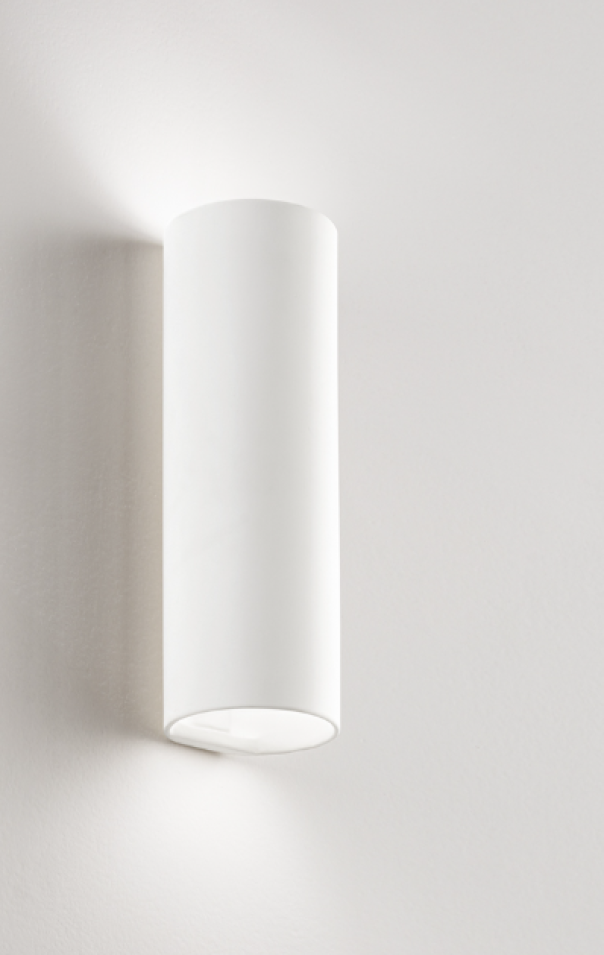 applique da parete in ceramica cilindrica bianca per interni