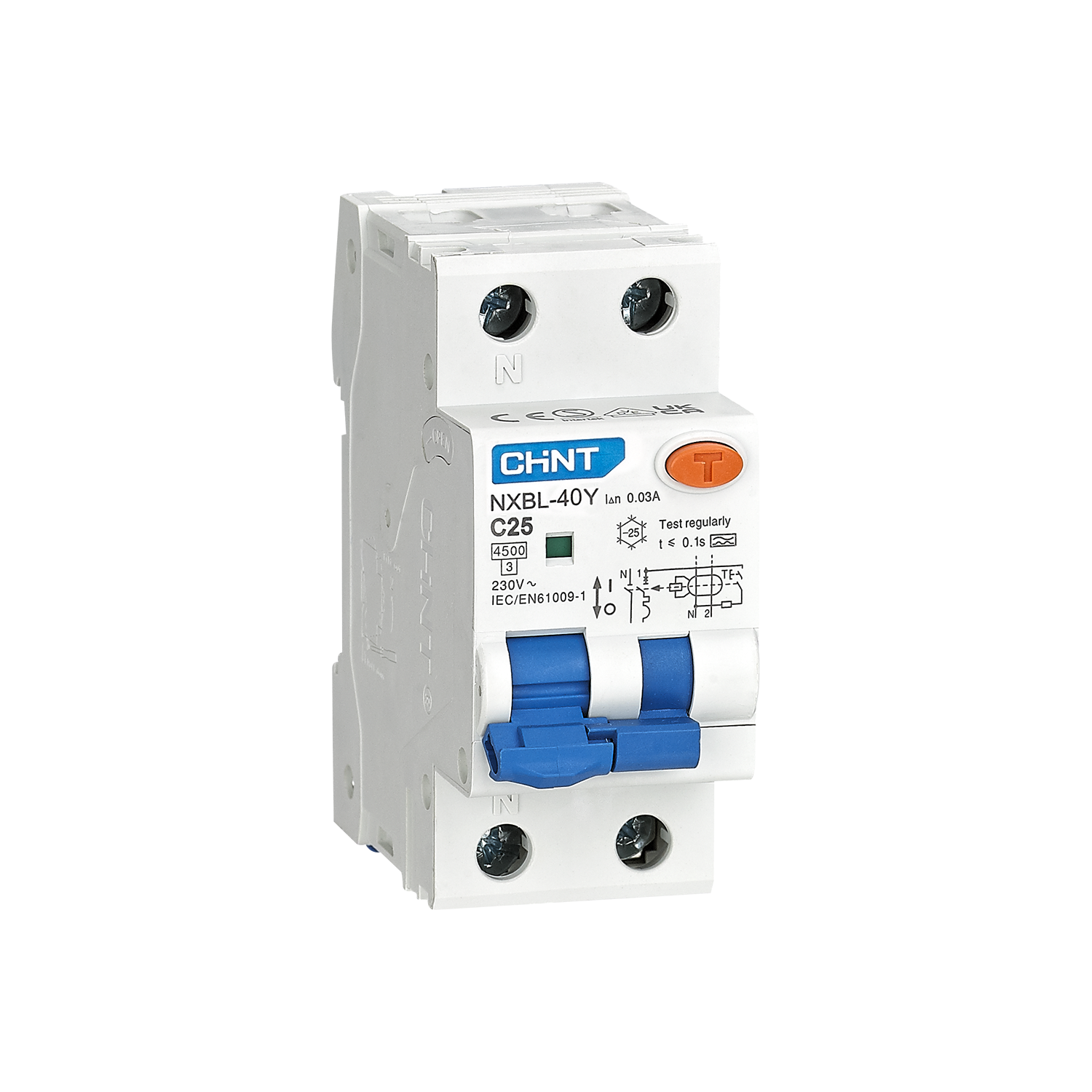 interruttore magnetotermico differenziale chint nxbl 40y 1p n guida din