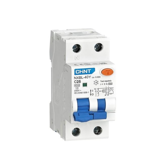 interruttore magnetotermico differenziale chint nxbl 40y 1p n 30ma guida din interruttore magnetotermico differenziale chint nxbl 40y 1p n curva c 30ma 2 moduli din