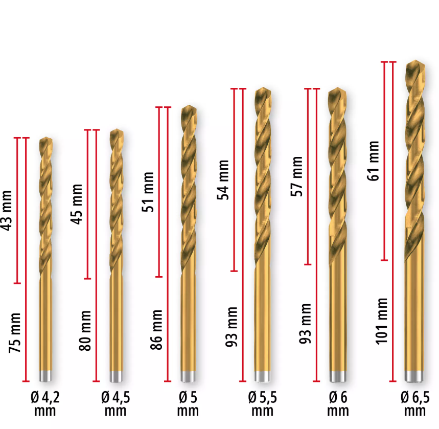 punte per metallo titanio diametri 1 5 2 2 5 3 3 2 3 5 4 mm con lunghezze