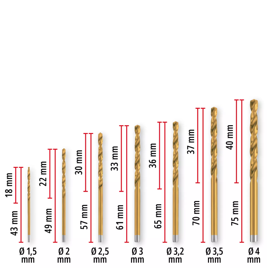 set 13 punte hss g titanio einhell con custodia e punte assortite