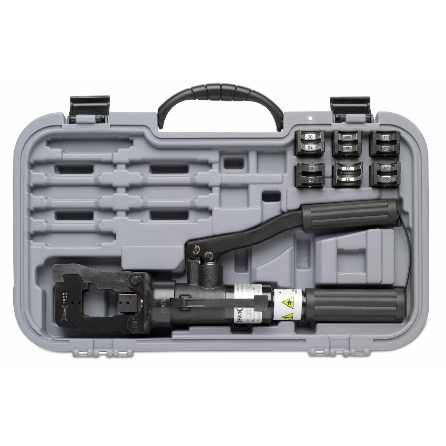 valigetta con pressa oleodinamica manuale bm e matrici per terminali