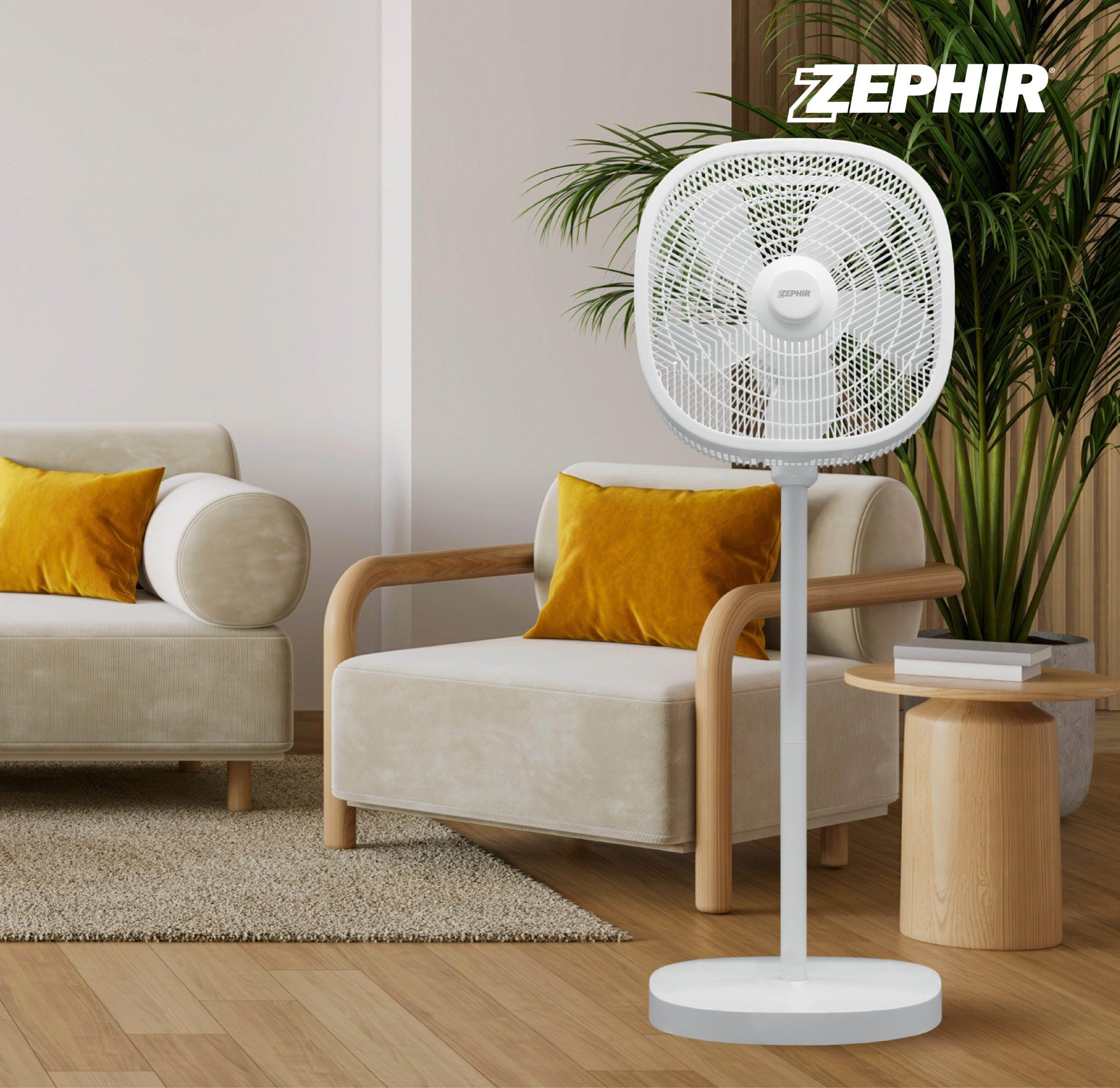 ventilatore a piantana bianco zephir in soggiorno