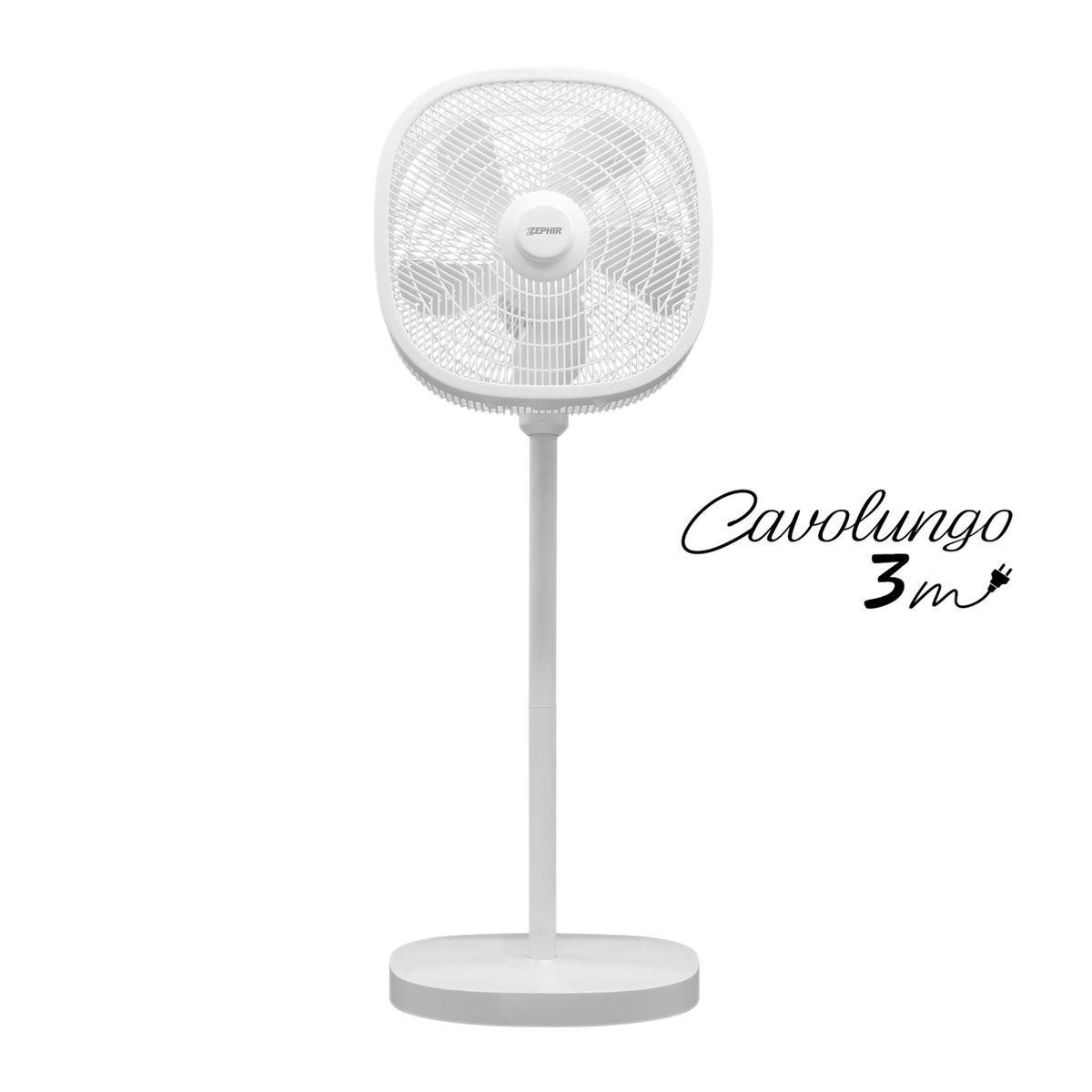 ventilatore a piantana bianco con base da pavimento
