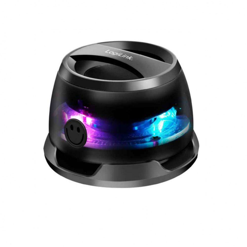 altoparlante wireless magnetico rgb logilink nero vista frontale