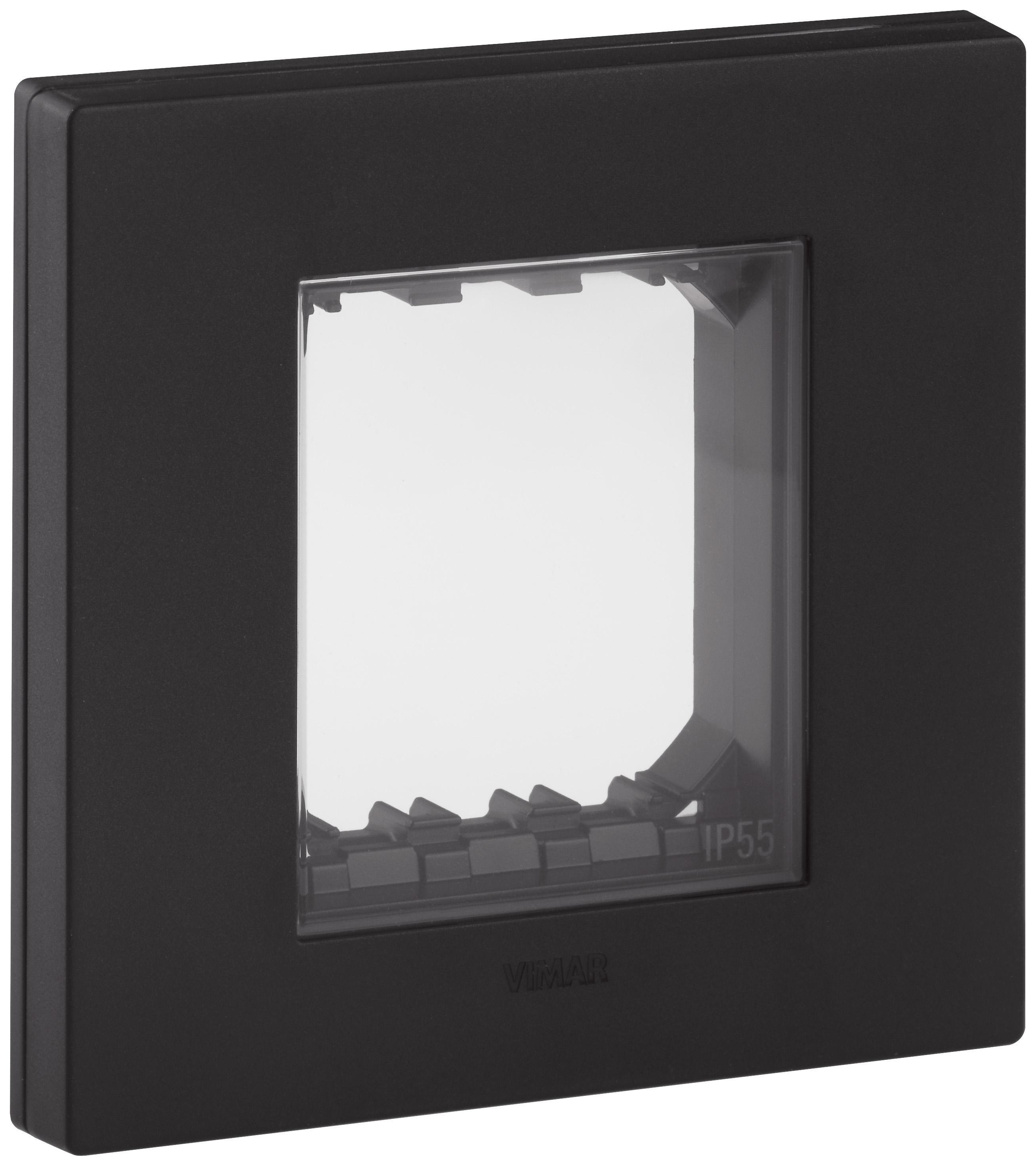 calotta stagna ip55 2 moduli linea nera per scatola da incasso