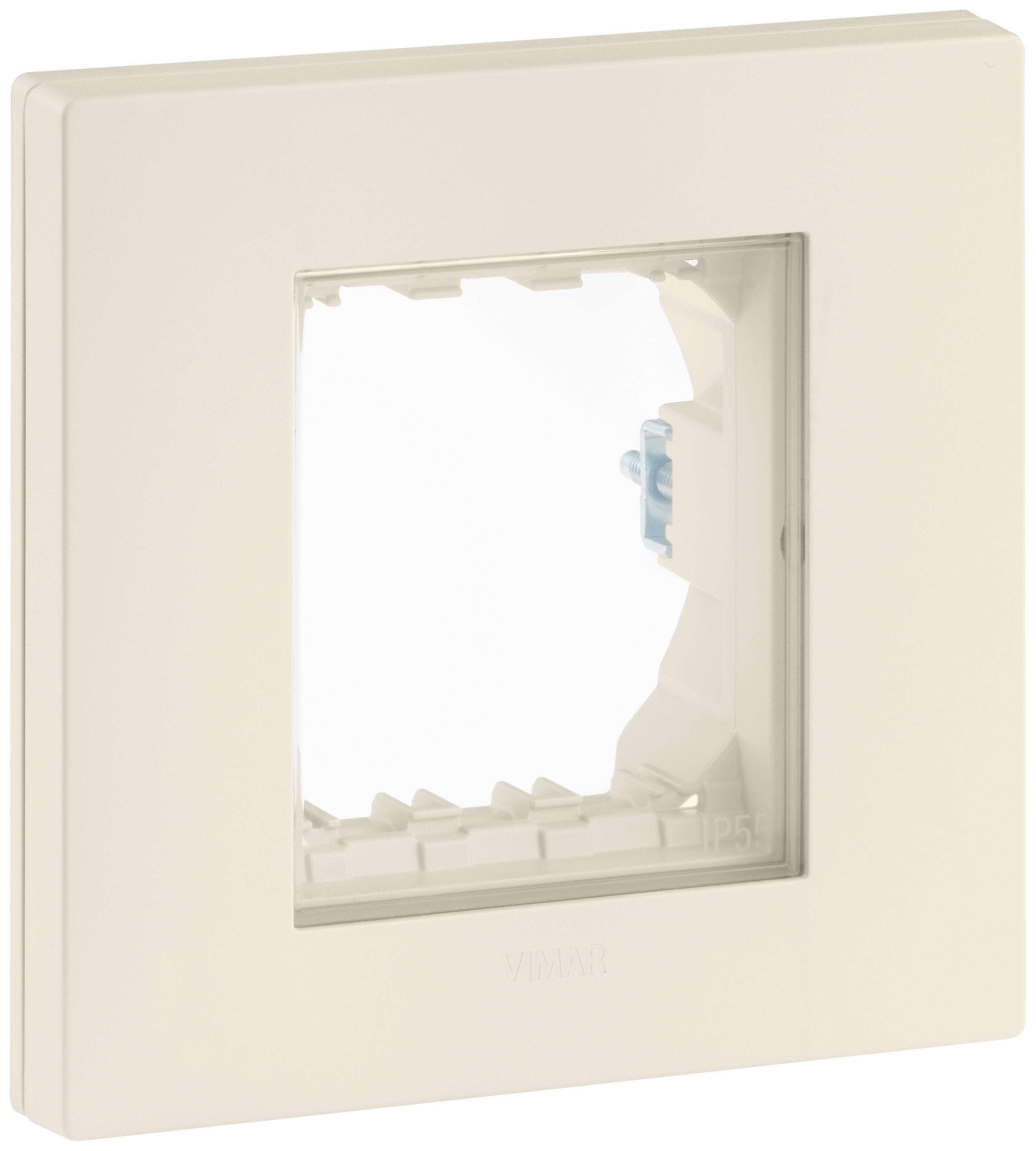 calotta stagna ip55 2 moduli vimar linea finitura canapa vista frontale