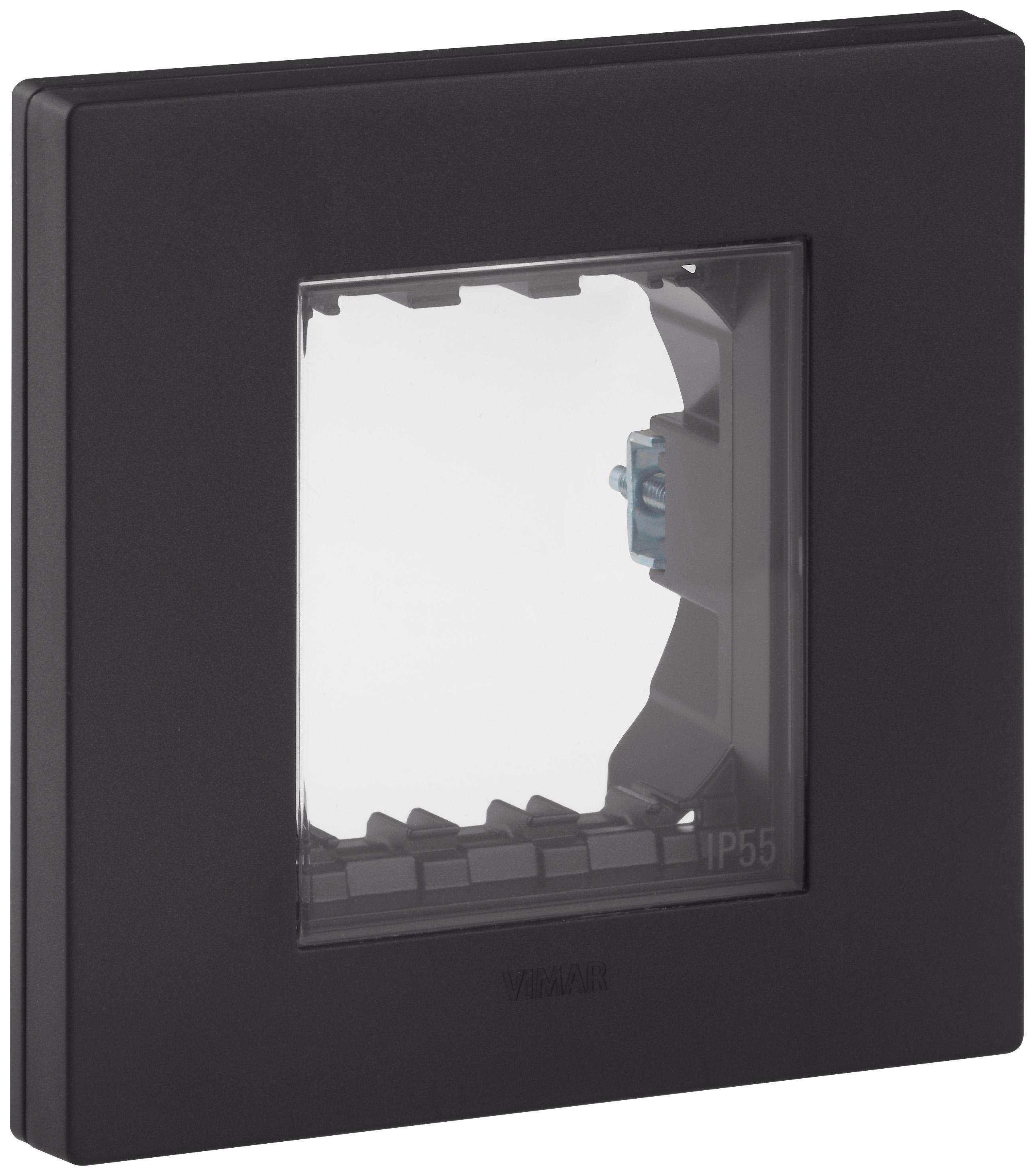 Calotta da parete ip55 2 moduli nera con griffe