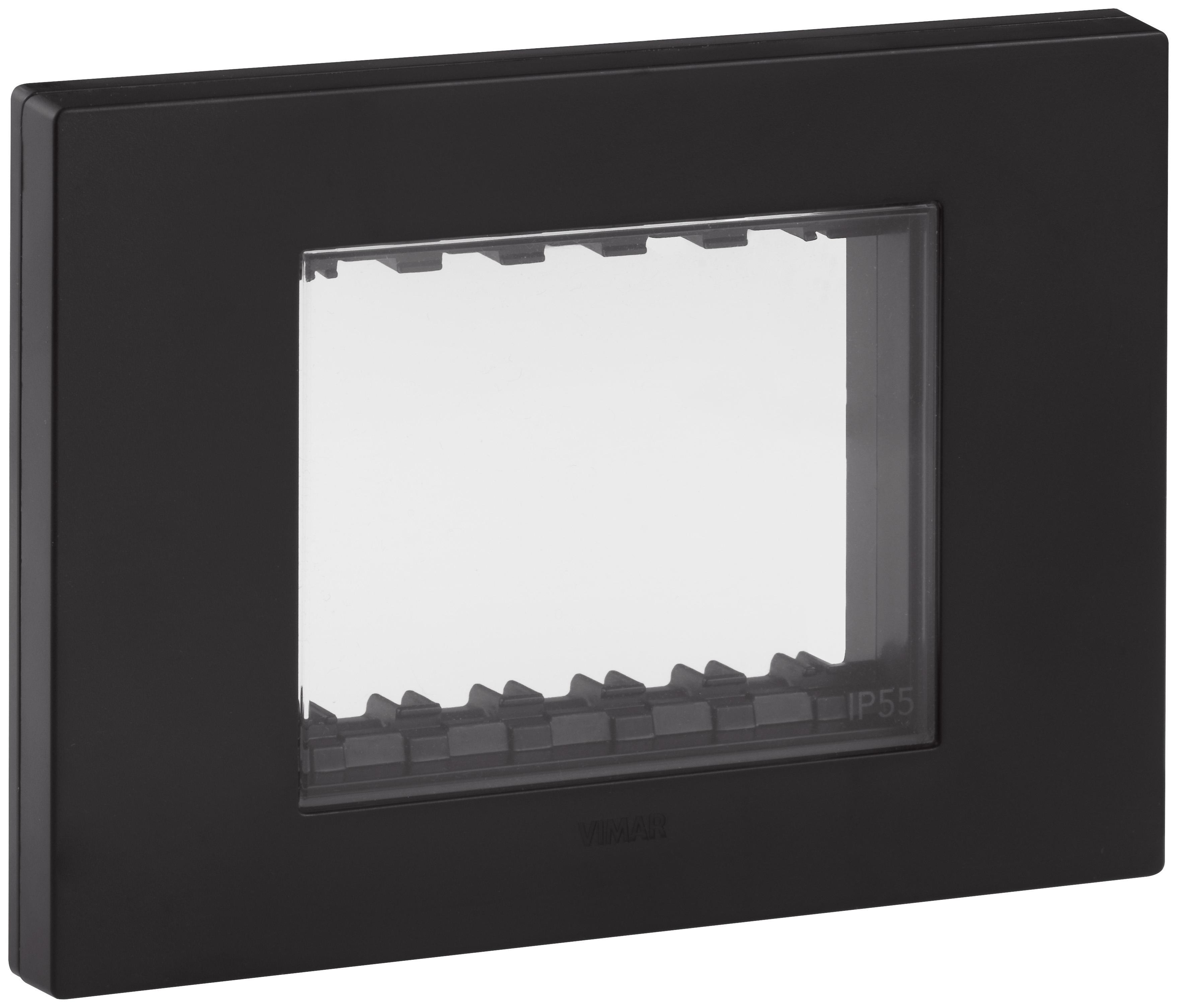 Calotta da parete ip55 3 moduli linea nera con viti