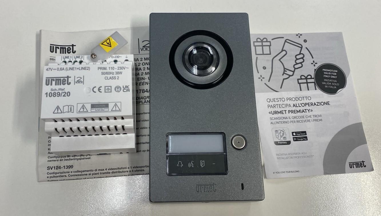 Kit monofamiliare Urmet pulsantiera monofamiliare Mikra2 + alimentatore 2Voice - 1784/801 04