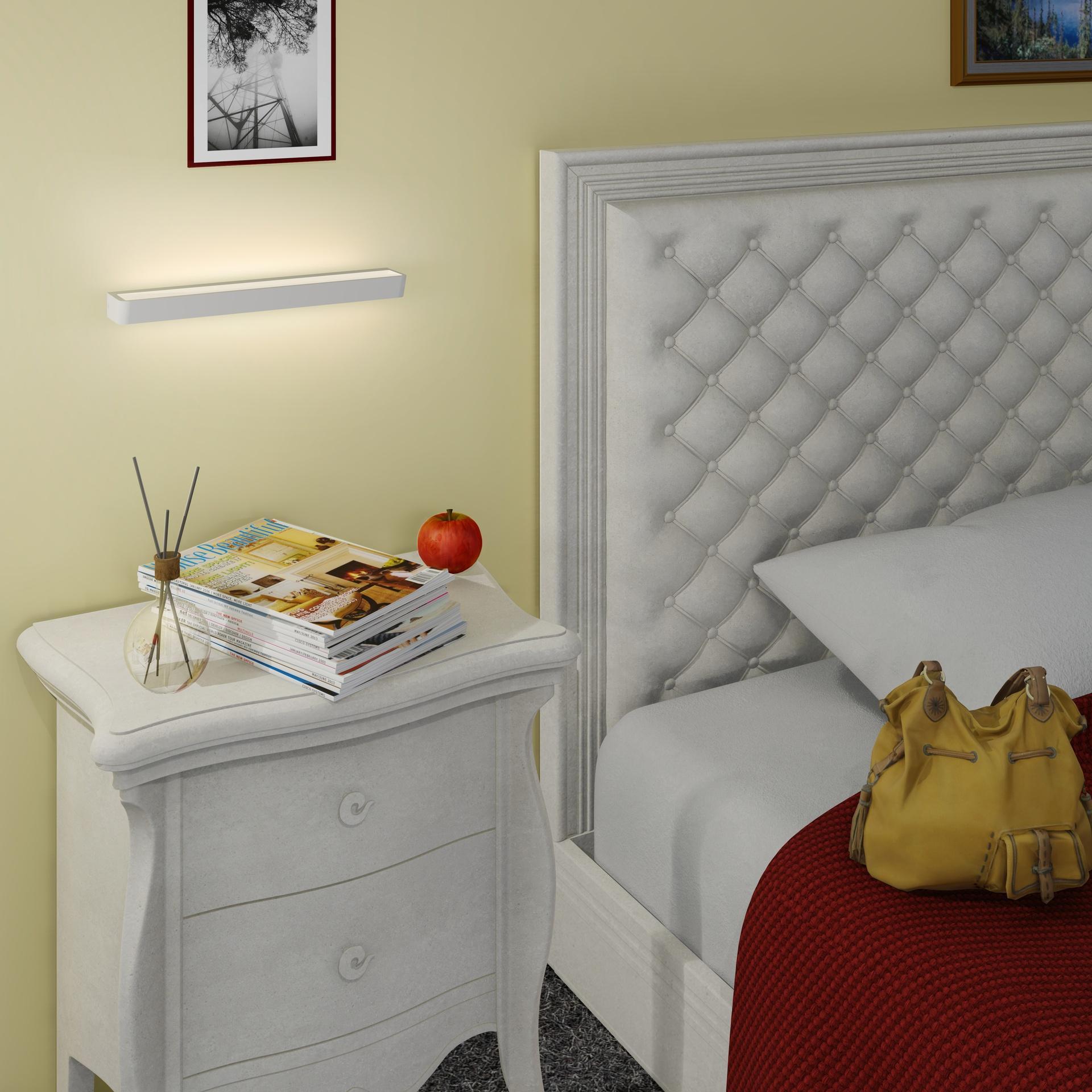 applique led da parete bianca installata in camera da letto luce calda 3000k