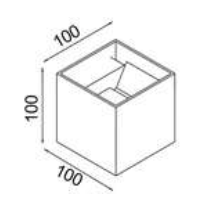 disegno tecnico applique cubo 10x10x10