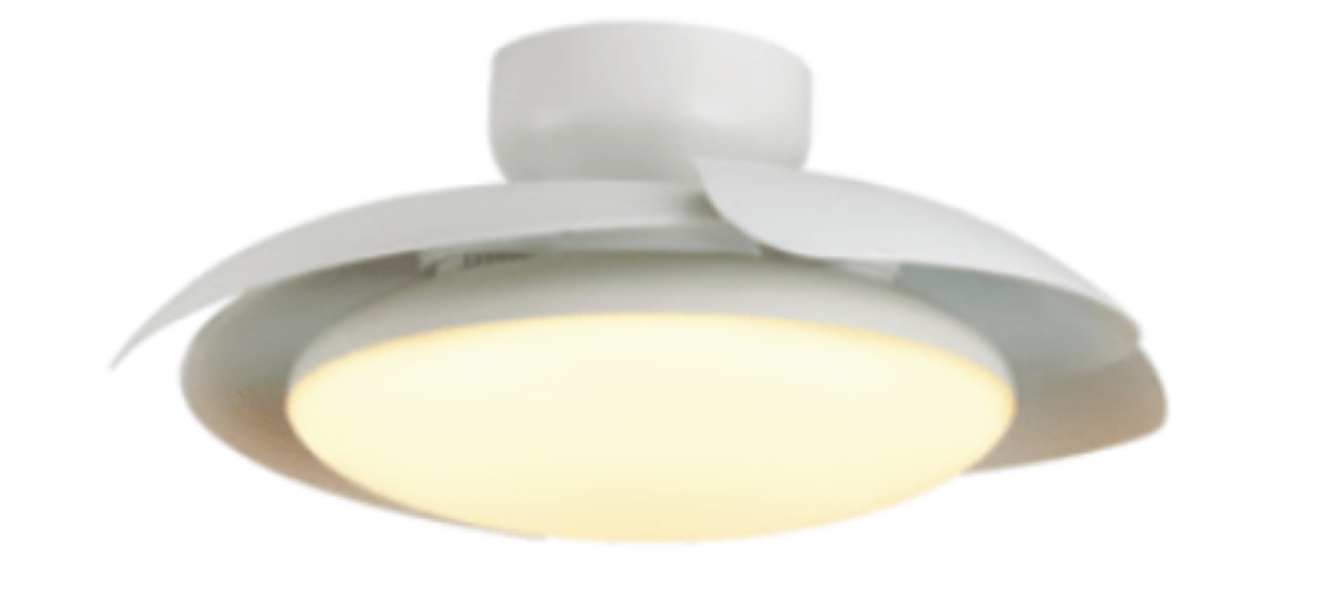 plafoniera ventilatore led design compatto pale sagomate bianco