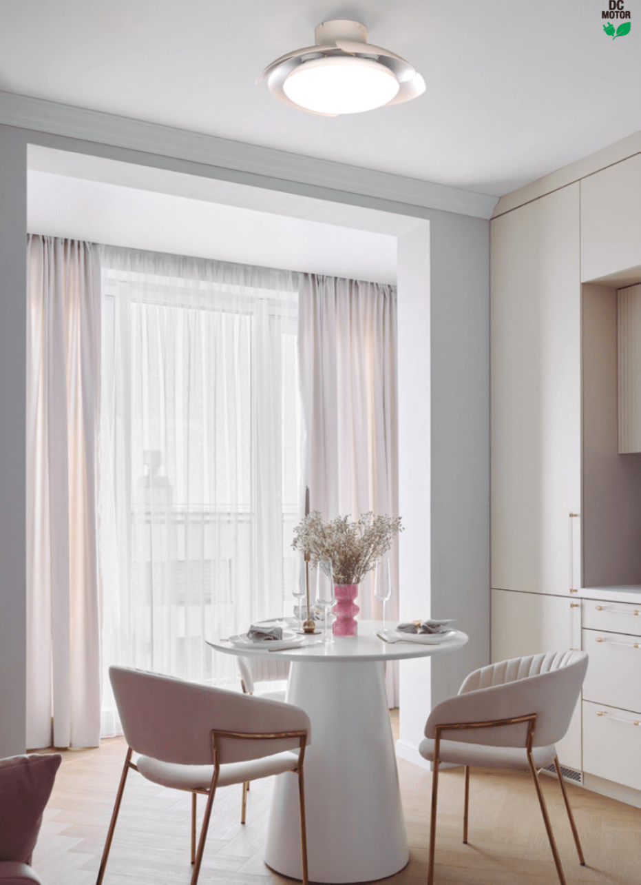 ventilatore plafoniera installato a soffitto in ambiente cucina