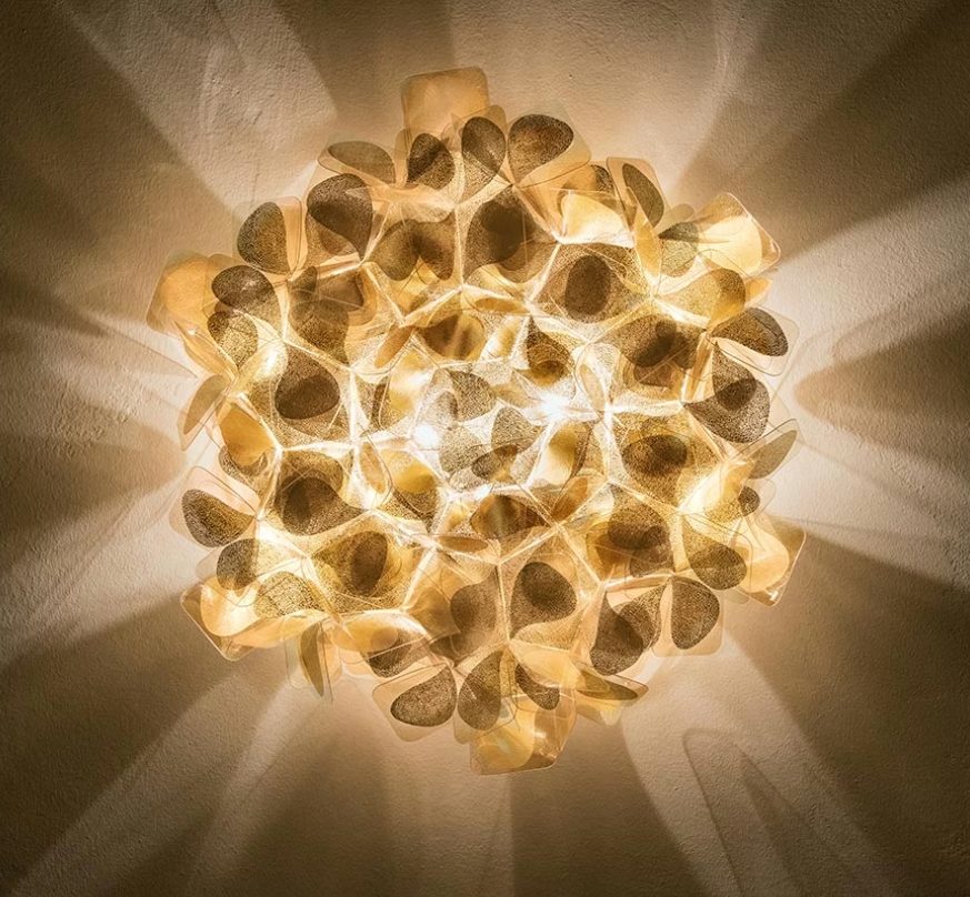 plafoniera slamp clizia medium oro vista frontale su sfondo bianco