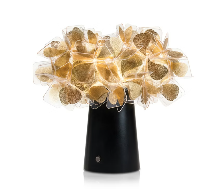 lampada da tavolo a batteria slamp clizia gold black con led integrato