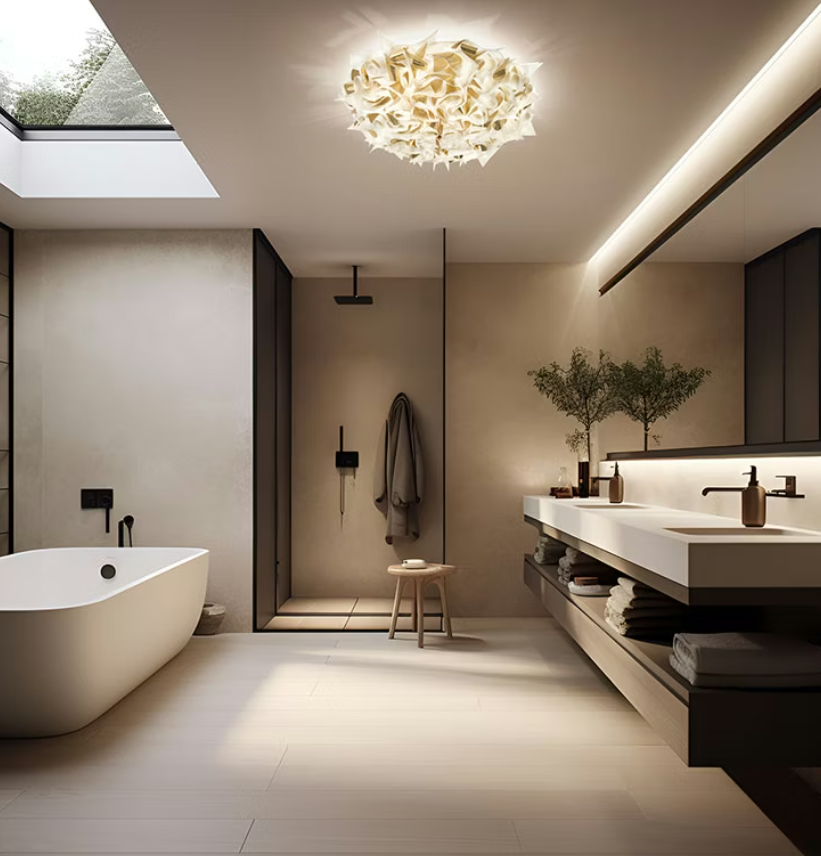 plafoniera slamp veli aurea a soffitto in salotto luminoso