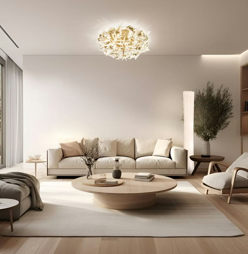 plafoniera slamp veli aurea a soffitto in soggiorno minimal