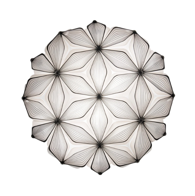 dettaglio plafoniera da parete e soffitto slamp colore nero