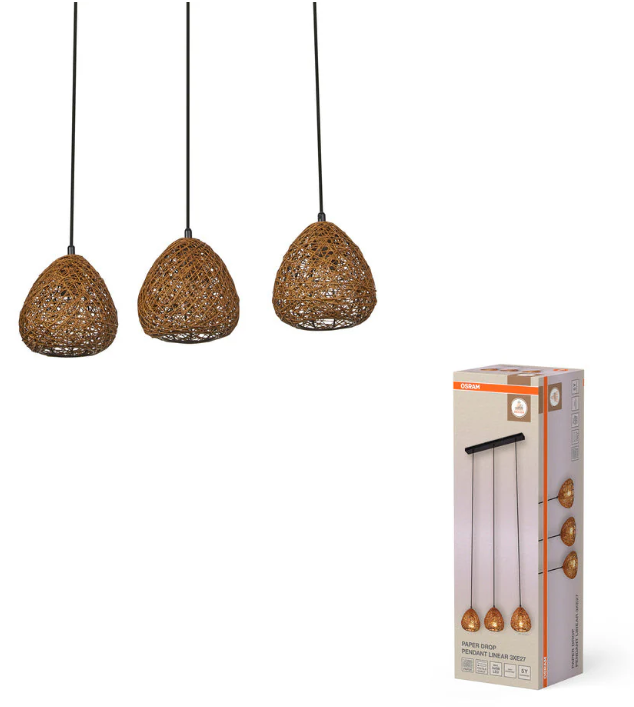 etichetta e dati tecnici sospensione lineare 3 luci e27 ip20 220 240 v