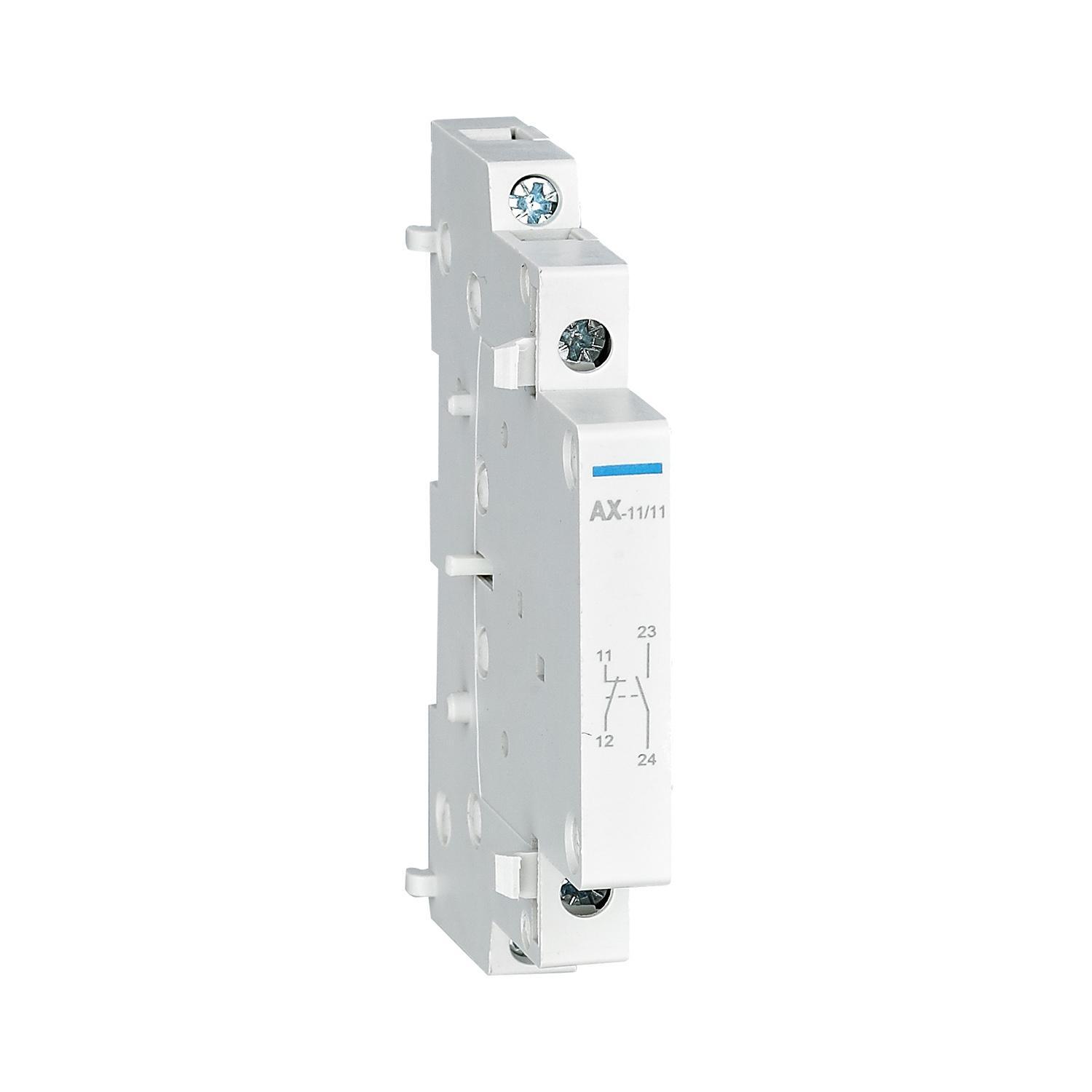 contatto ausiliario chint ax 11 11 modulo 1no 1nc vista frontale