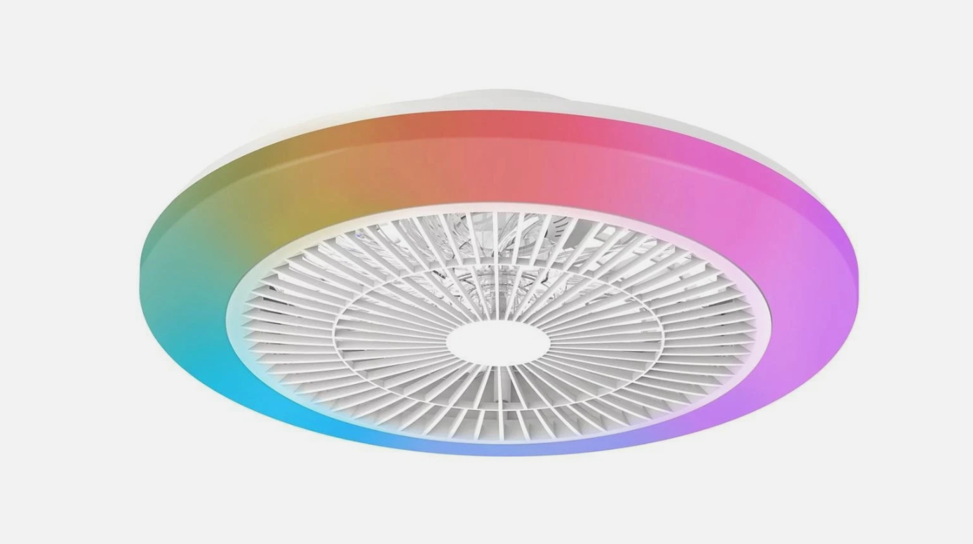 ventilatore plafoniera a soffitto con anello led rgbic diametro 50 cm