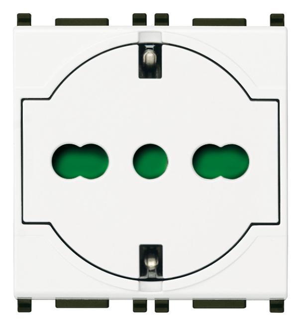 presa universale 2p t p40 a filo bianca vimar plana vista frontale