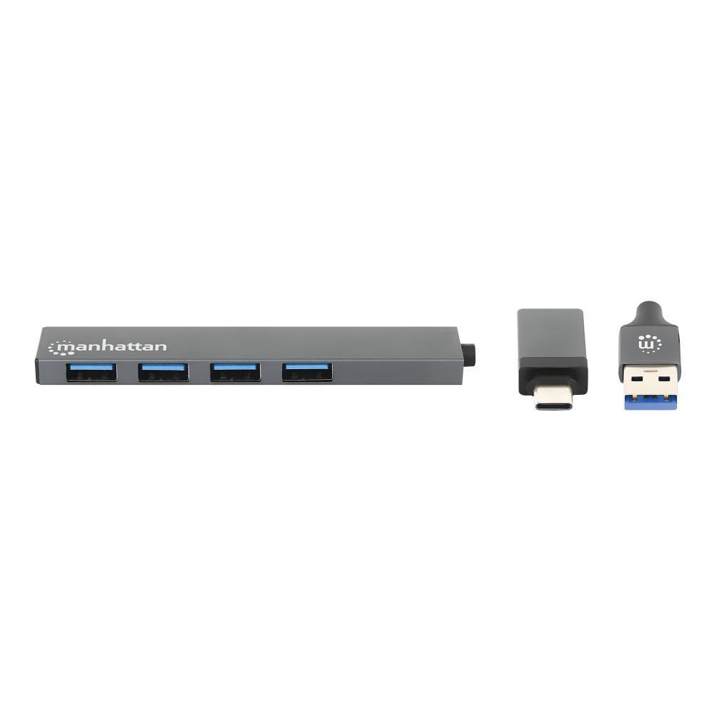 hub usb 32 manhattan 4 porte usb a collegato a laptop