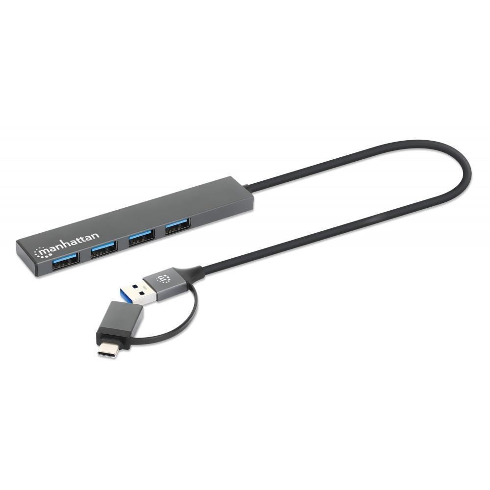 hub usb 32 manhattan 4 porte usb a con adattatore usb c