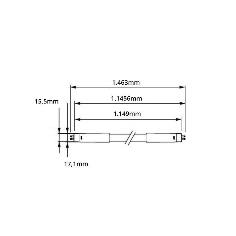 disegno tecnico tubo led t5 1500mm quote e misure