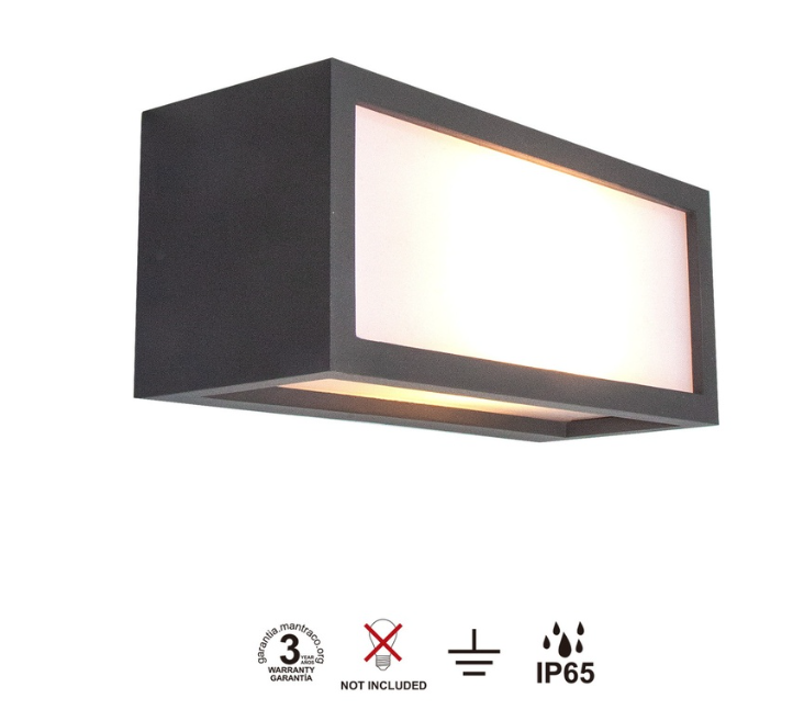 applique da esterno a parete ip65 grigio scuro e27 in alluminio