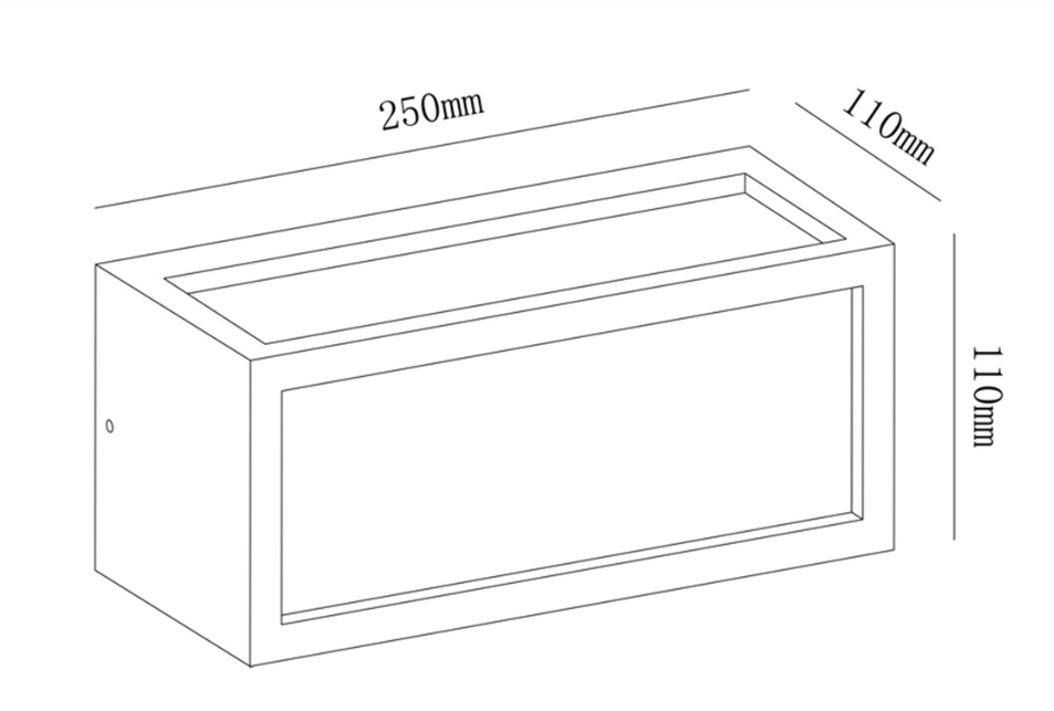 disegno tecnico applique esterno 25 cm 11 cm 11 cm
